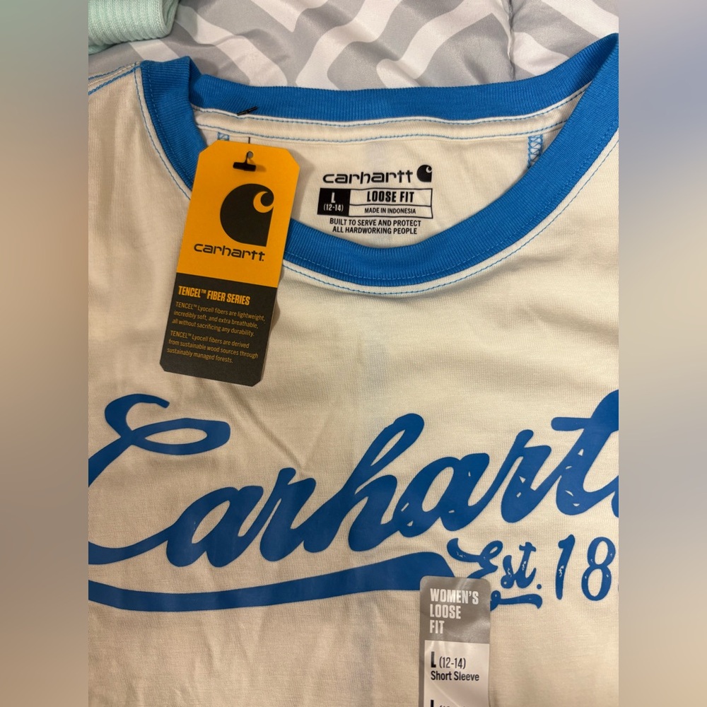 Carhartt White and Blue Graphic Tee